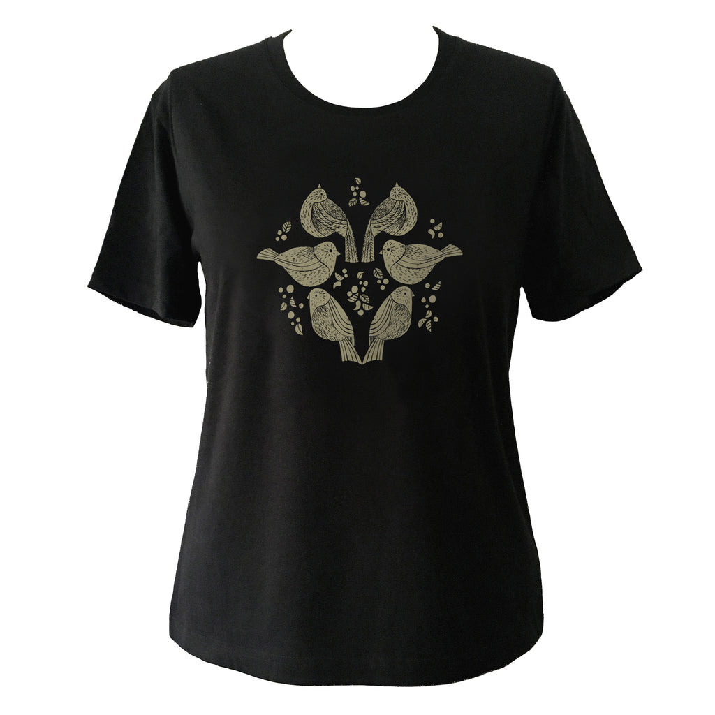 Womens T-shirt - Woodcut Birds